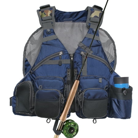 Kylebooker Adjustable Breathable Unisex Fishing Vest Pack Blue