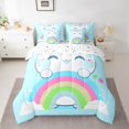 thumbnail image 2 of Manfei Cartoon Blue Kitten Bedding Comforter Set 7pcs, Cute Cat Animal Queen Bedding Sets, Princess Rainbow Reversible Queen Sheet Sets, Microfiber Bedroom Decor, 2 of 7