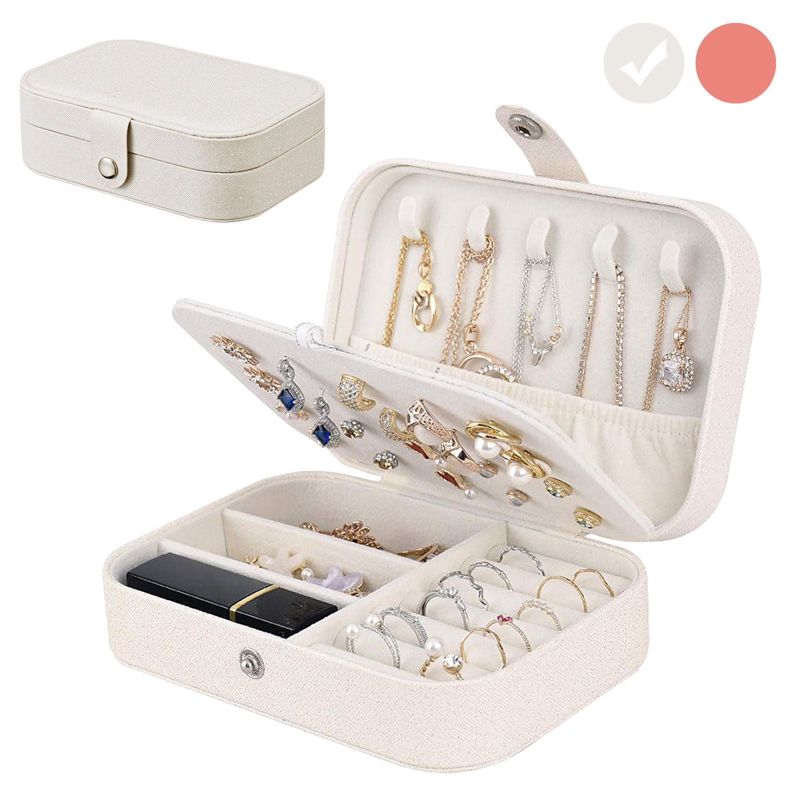 Amazing Fashion Jewelry Box for Women, Double Layer Soft Travel Jewelry