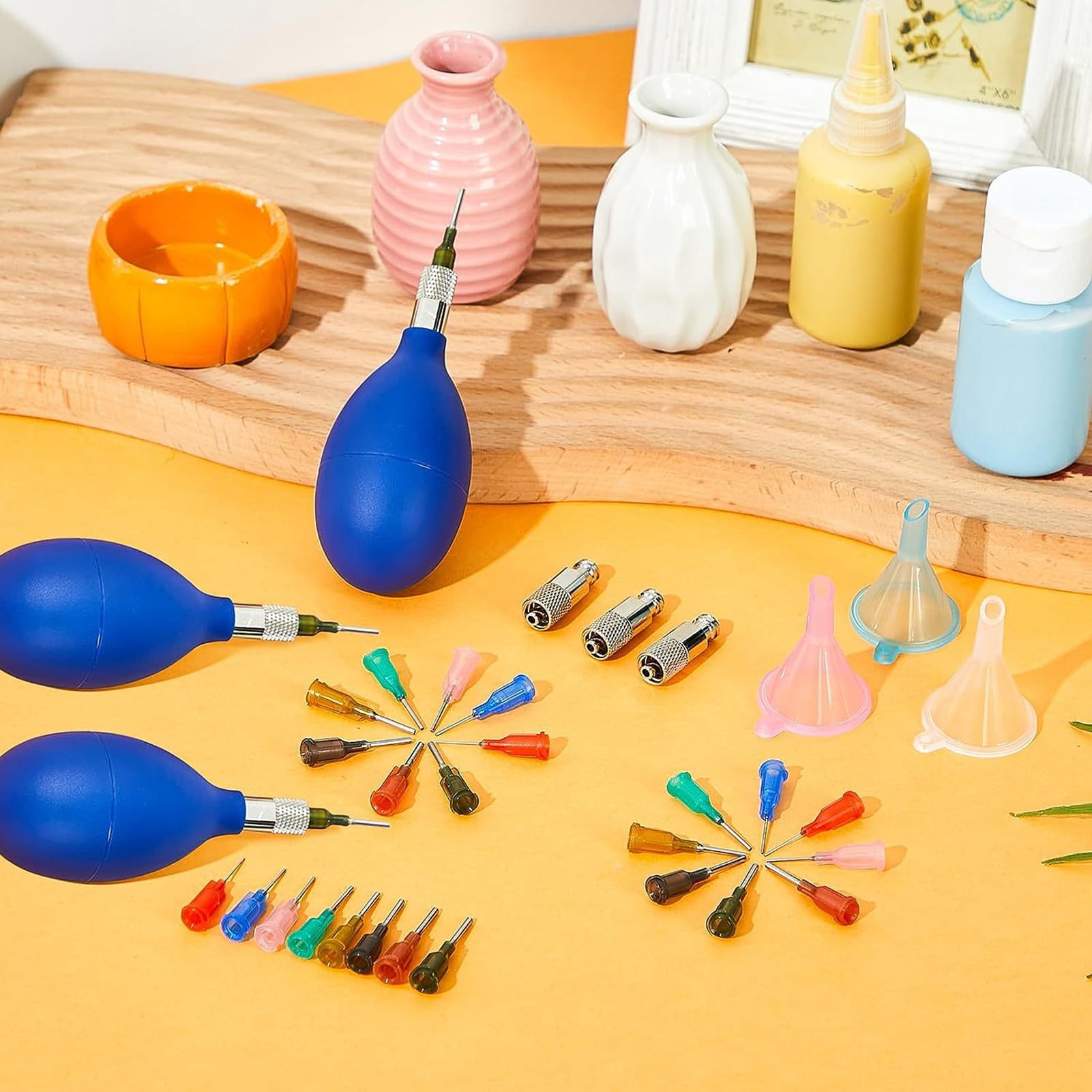 HomeLife 108Pcs Pottery Tools with Slip Trailer Bottle Assorted Fine Tip Needle Replacement Filling Funnel Connector Precision Applicator Glaze Bottle Clay DIY Tools Kit