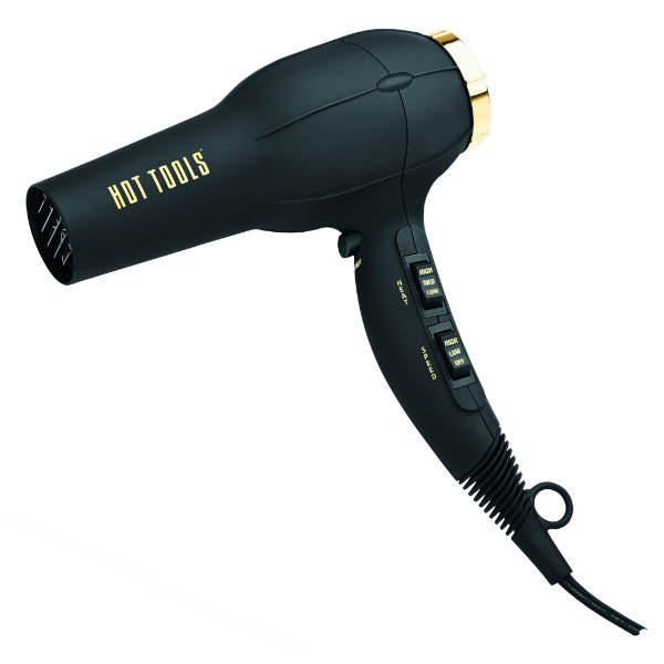 ECI Hot Tools GOLD TRIM Ionic QUIET Hair Dryer with RUBBERIZED BODY and Multiple Heat/Speed