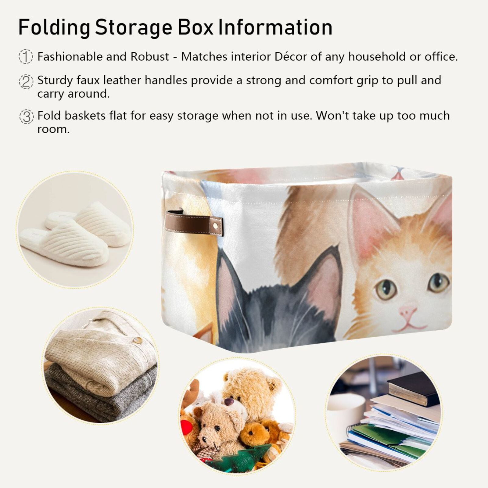 Cats Storage Bins Baskets With Handles Storage Box Clothes Organizer Organization Toys