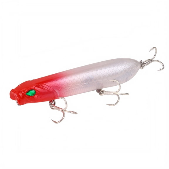 Topwater Pencil Fishing Lure, Walking the Dog Hard Bait with Treble Hooks for Bass Pike Fishing, Red Pearl, 3.94 Inch