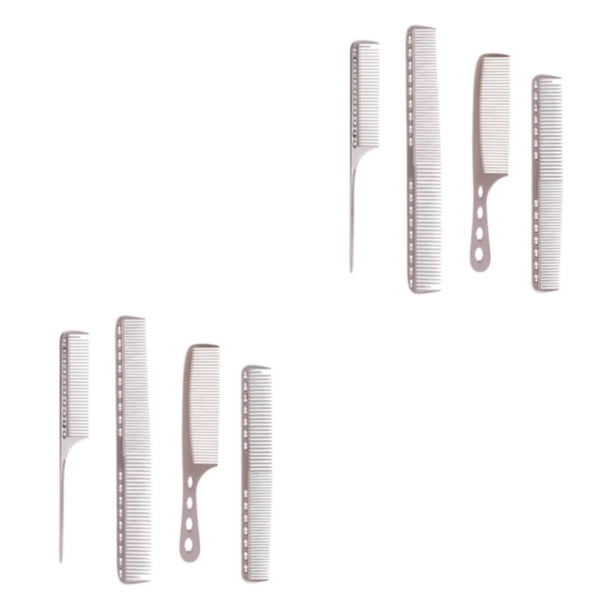 Vogacara 4 unids/set peine de corte para profesionales, ligero y duradero, unisex, hecho de peine de corte de pelo de aluminio de alta , plata plata mate 2Conjunto