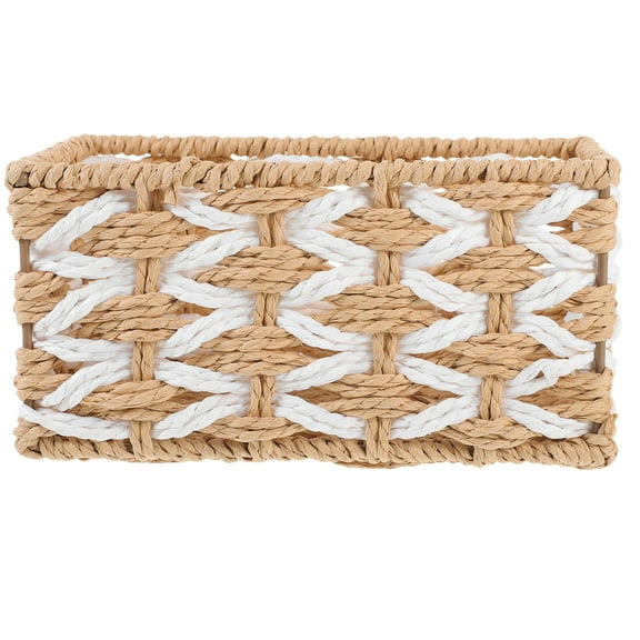 Sundries Organizer Home Supplies Straw Storage Basket Desk Decoration for Household Iron Paper