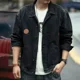 thumbnail image 5 of Abrigo de mezclilla para hombre, chaqueta vaquera con botones de carga, color marrón, estilo vaquero de Corea Y2k, de tela, precio bajo, vaquera de la más alta calidad, desgastada, 5 of 5