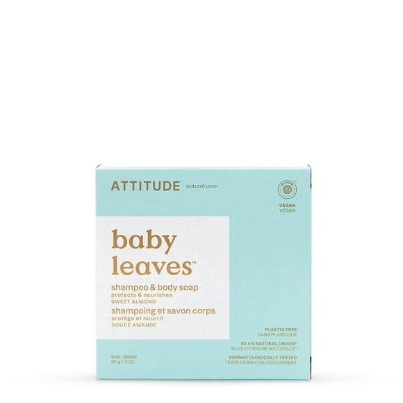 ATTITUDE Baby 2in1 Shampoo & Body Soap, EWG Verified, Dermatologically Tested, Natural Ingredients, Vegan, Sweet Almond, 85 g