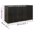 thumbnail image 2 of vidaXL Triple Wheelie Bin Shed Black 81.5"x31.5"x46.1" Poly Rattan, 2 of 6