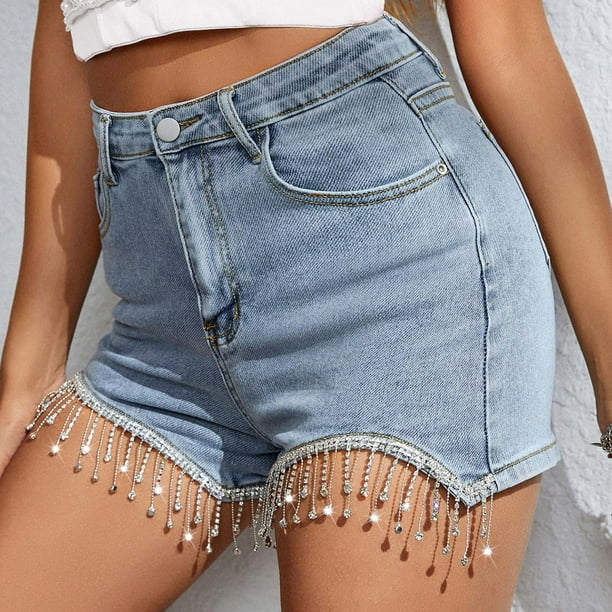 High waisted elastic jean shorts 2025