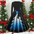 thumbnail image 2 of Women's Christmas Dress Long Sleeve Crewneck Printed A Lined Evening Skirt Red-3 2XL, 2 of 5