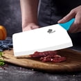 thumbnail image 6 of Akatsuki 7" Large Ceramic Cleaver Knife Kitchen Chef with Blade Cover Soft Handle Rustproof No-stick Meat Vegetable Slicing Fruit Paring Cutter (Blue), 6 of 7