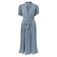 thumbnail image 6 of Sngxgn Dresses for Women Front Tie Cap Sleeves V Neck Midi Bodycon Dress(Sky Blue,L), 6 of 9