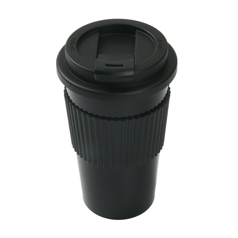 Mainstays 18oz Black Plastic Travel Coffee Cup with Lid, Insulated