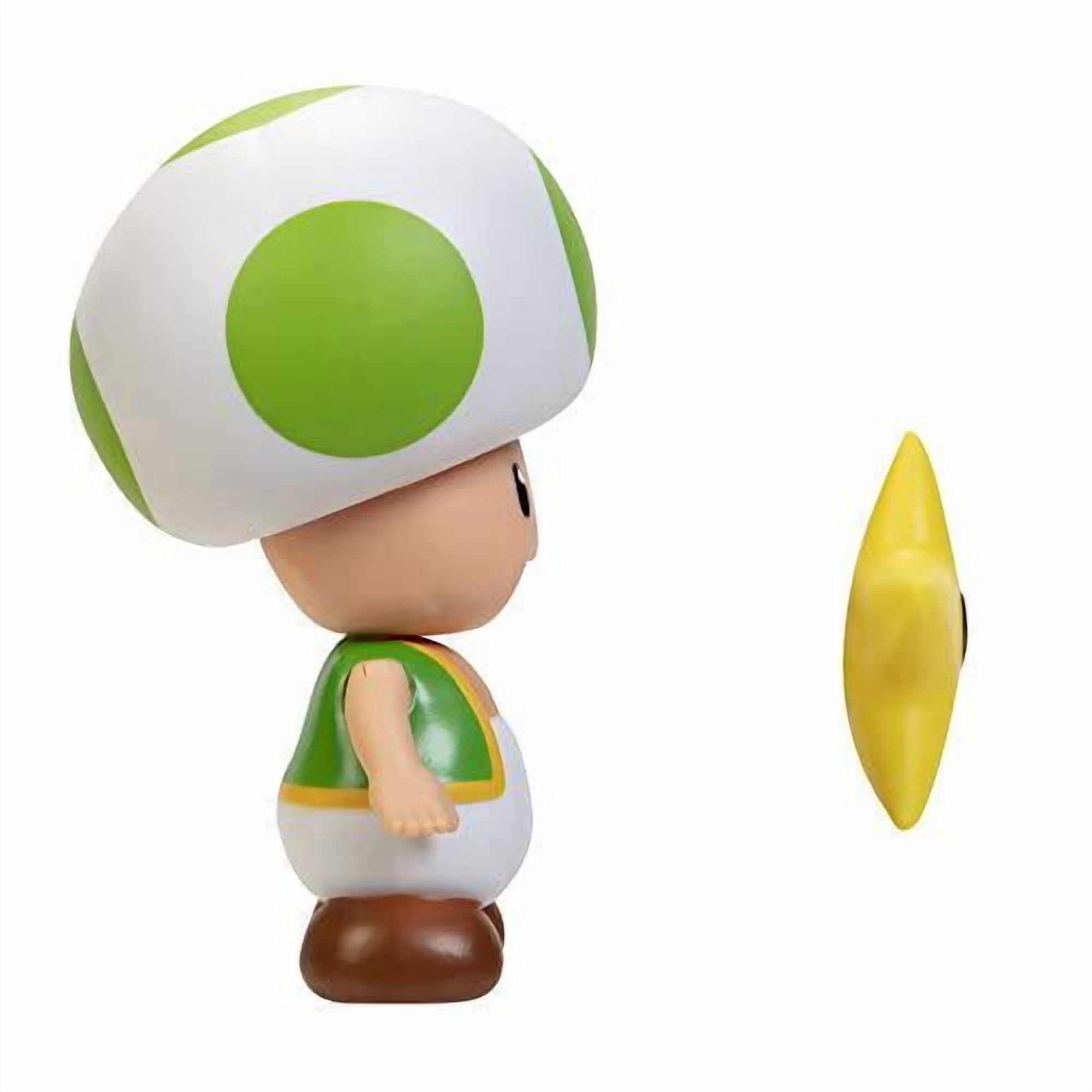 SUPER MARIO Action Figure 4 Inch Green Toad Collectible Toy with Star Accessory