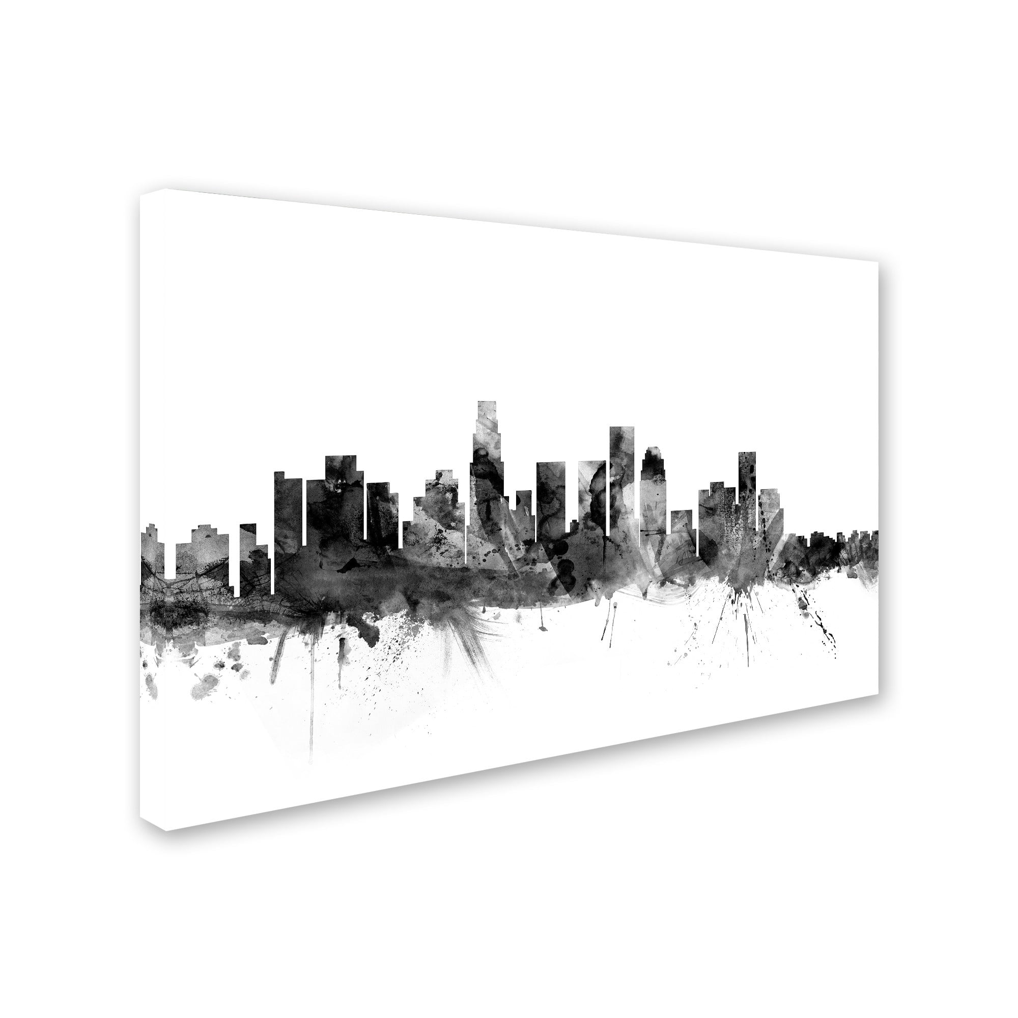 Trademark Fine Art "Los Angeles CA Skyline B&W" Canvas Art by Michael Tompsett