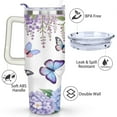 thumbnail image 3 of Butterflies and Purple Hydrangeas 40 Oz Tumbler with Handle Lid and Straw, Stainless Steel Double Walled Vacuum Insulated Cup, Cute Birthday Gifts Tumbler for Women Men Friends, 3 of 7