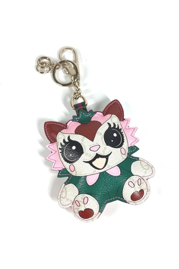Pre-Owned GUCCI Besties Lovely GG Supreme Keychain Accessory Bag Charm Canvas Men's Women's...