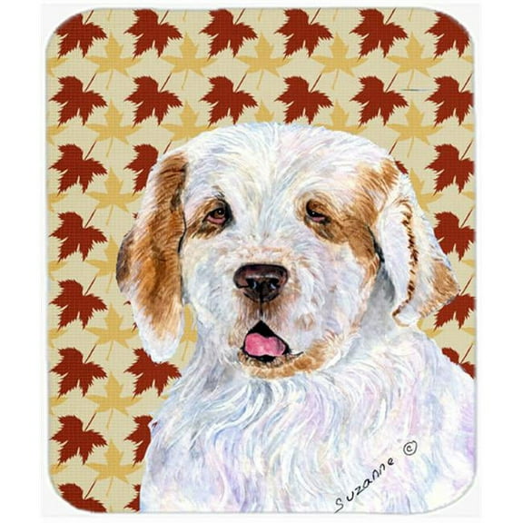Clumber Spaniel Fall Leaves Portrait Mouse Pad, Hot Pad Or Trivet
