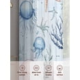 thumbnail image 6 of Summer Ocean Sheer Curtains 96 Inch Long 2 Panels, Blue Coral Starfish Jellyfish Teal Seaweed Light Filtering Rod Pocket Curtains, Sheer Voile Drapes for Living Room Bedroom, 52"x96", 6 of 8