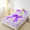 thumbnail image 4 of Feelyou Dreamy Purple Bowknot Full Size Sheets for Kid, Spring Flower Floral Bed Sheets, Western Fashion Style Sheet Sets, Lightweight Room Decor, 4-Piece, 4 of 7