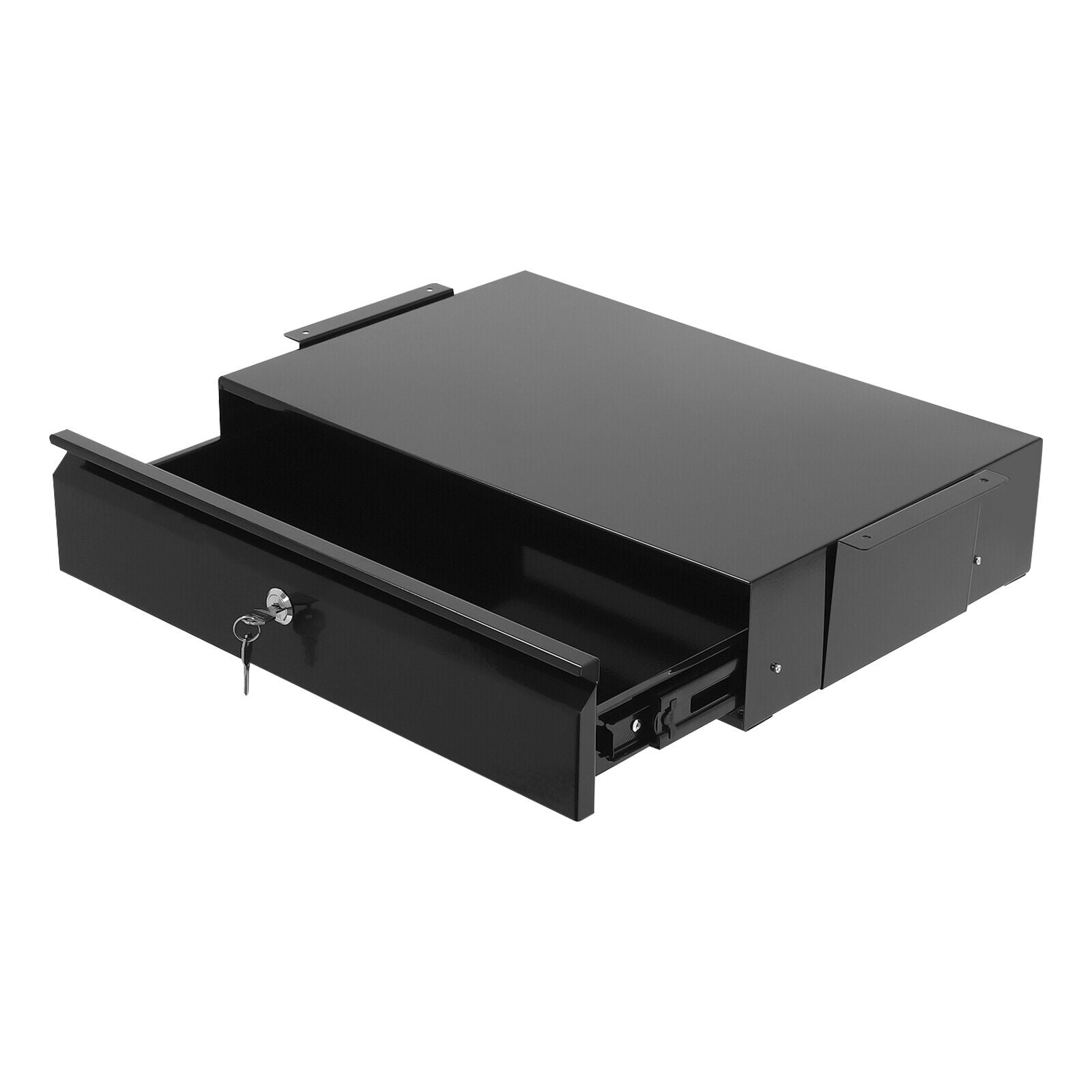 Under Desk Mounted Sliding Pull-out Drawer, Drawer Storage Organizer, Modern Pull-out Drawer Black Rectangular