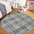 thumbnail image 2 of Garvee Plaid Area Rug 4x4ft Modern Round Washable Rug, Non Slip Stain Resistant Rug Geometric Carpet for Living Room Bedroom Home Office, Green, 2 of 9