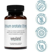 Weyland Brain Nutrition - Lithium Orotate 20mg, 60 Vegetarian Capsules, Lithium Supplement