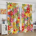 thumbnail image 4 of Boho Floral Vintage 70s Window Curtains, Hippie Bright Orange Flowers Groovy Drapes for Kids,Abstract Funny Art Print for Boys Girls Room Living Room Set 2 Panels,55x39 Inches, Style-6, 4 of 8