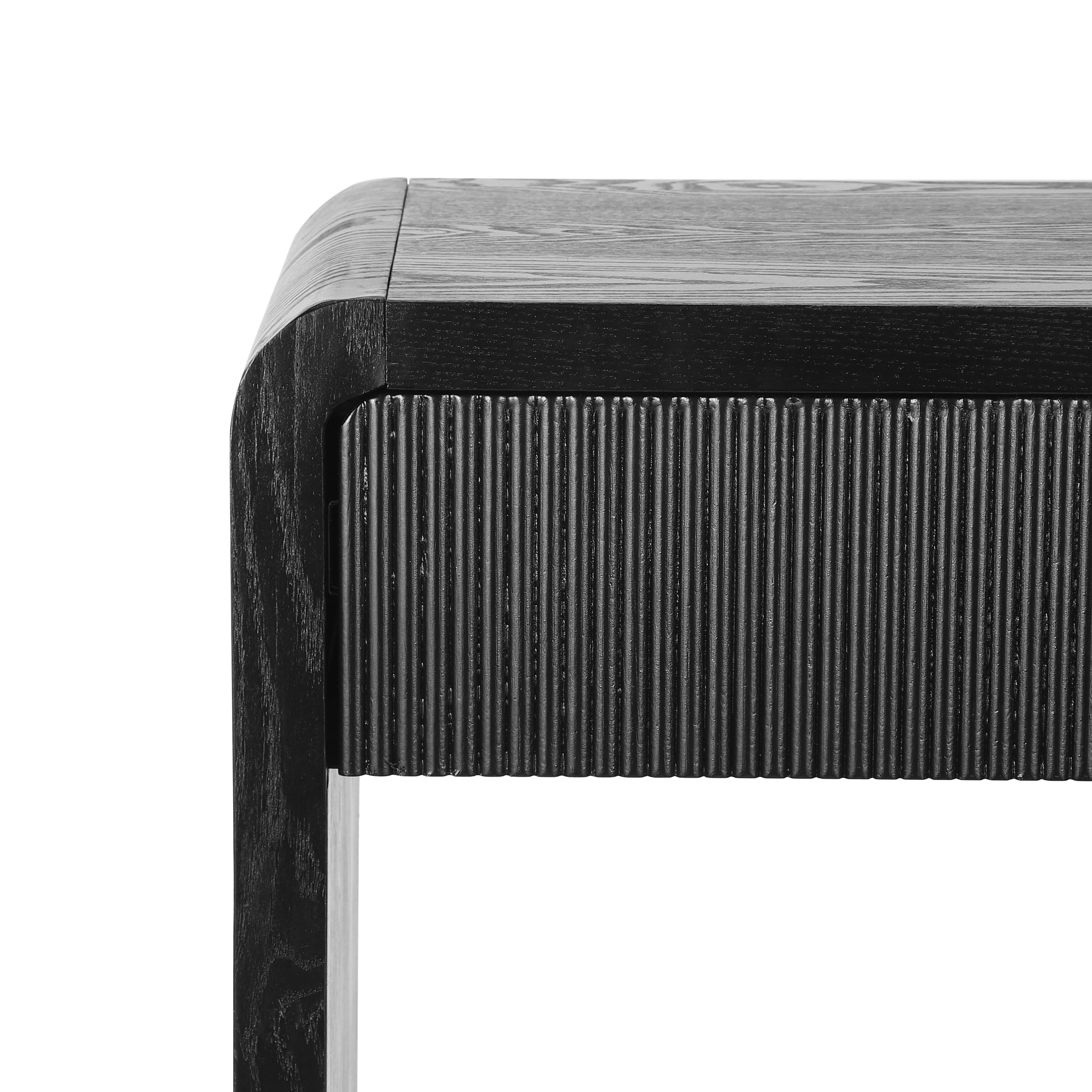 EUROCO 59" Console Table with 3 Drawers,Narrow Long Entryway Table with Round Edge Design and Bottom Shelf for Entryway Hallway Living Room,Black