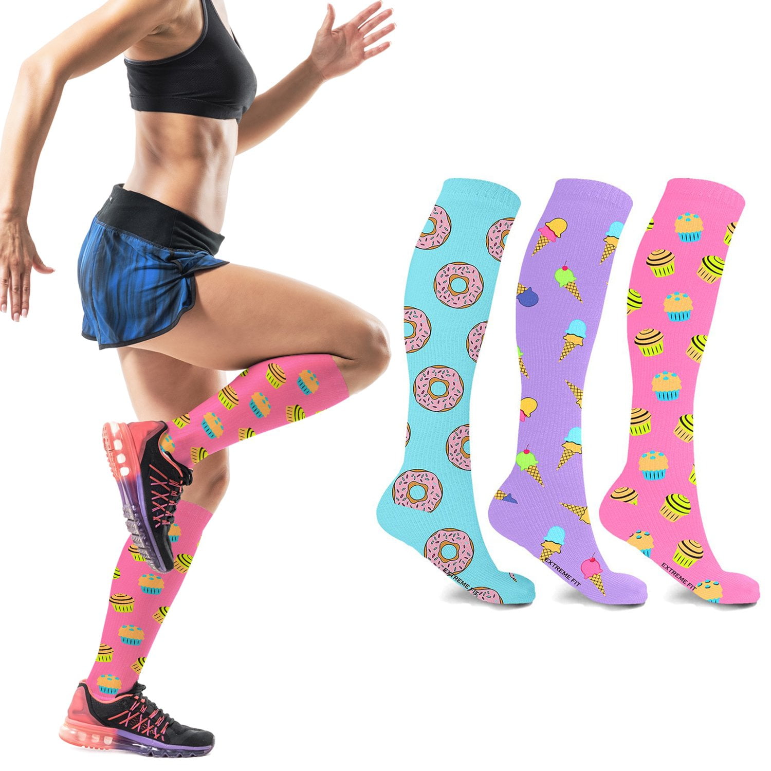 Compression Socks - Knee High Performance Socks for Running, Athletics, Travel, and Pregnancy - Improved Circulation & Support for Men and Women - 3 Pair
