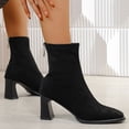 thumbnail image 6 of Wowcloth Women's Ankle Boots – Comfortable Wide Fit Square Toe Back Zipper Chunky Mid Heel Solid Color for Casual Winter Fashion, 6 of 9