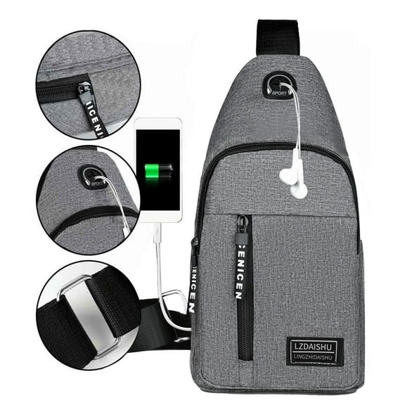 VANLOFE Crossbody Bag Chest Bag Shoulder Backpack with USB Charging Hole and Headphone Hole A Surprising Little Gift for Men and Women
