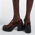 thumbnail image 4 of FSJ Women Mary Jane Shoes Platform Chunky Heel Pumps Size 10.5 Brown, 4 of 4
