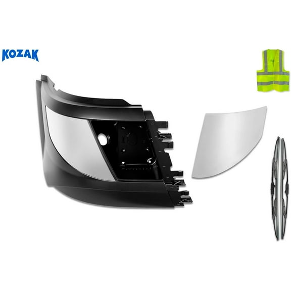 VNL 2016-2017 Bumper Extension Corner Plastic w/ Fog Light Hole w/ Chrome Trims, Right