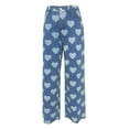 thumbnail image 4 of WILLBEST Pantalones Mujer Pantalones Vaqueros Acampanados de Cintura Alta para Mujer, Con Estampado de Corazones y Pierna Ancha, Cómodos, Elásticos, Informales, a La Moda Grande, 4 of 5