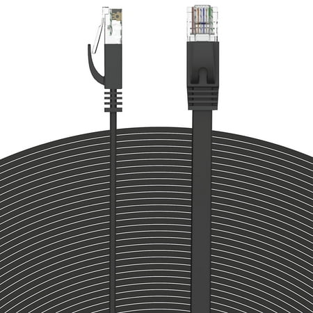 Difference Between Cat5e Cat6 - Fosmon Ethernet Cable Flat (50 Feet - Black), Supports RJ45 Cat6 / Cat5e / Cat5 Standards, 250MHz, 1.0Gbps - Computer Networking Patch Cable Cord