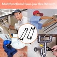 thumbnail image 2 of 2 Pcs Four-jaw Hex Wrench, Basin Wrench Set,Tight Spaces Maintenance Installation Removal Faucet Tools, for Kitchen Bathroom Screws & Threads, Incompatible for Moen, Kohler, MasterFlow, Non-generic, 2 of 4
