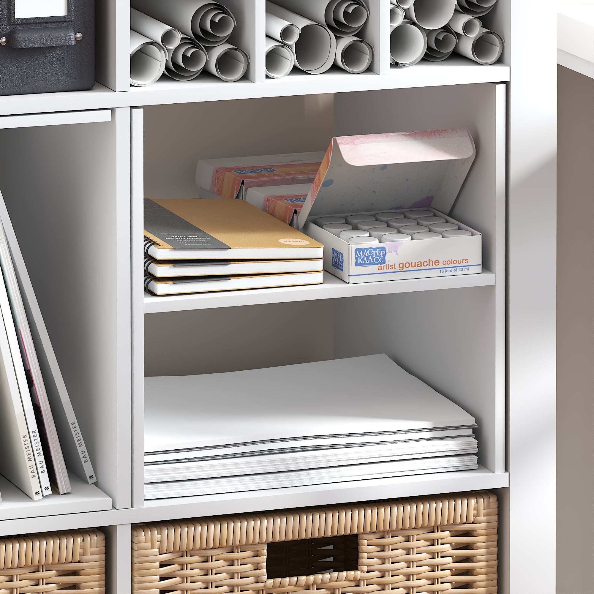 Furinno CUBICLE H-Shelf Cube Organizer 2-Tier Shelf Accessory White