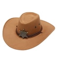 thumbnail image 2 of Franhais Women Men Cowboy Hat, Vintage Wide Brim Hexagram Cowgirl Hat Lightweight Western Hat, 2 of 8