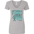 thumbnail image 3 of Inktastic September is Ovarian Cancer Awareness Month Women's V-Neck T-Shirt, 3 of 5