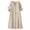 *Beige, variant on Women's Linen Blend V Neck Short Sleeve Half Button Midi Dress with Pockets ,Solid Color Casual Summer Dress Pink,Women's Plus XXXL