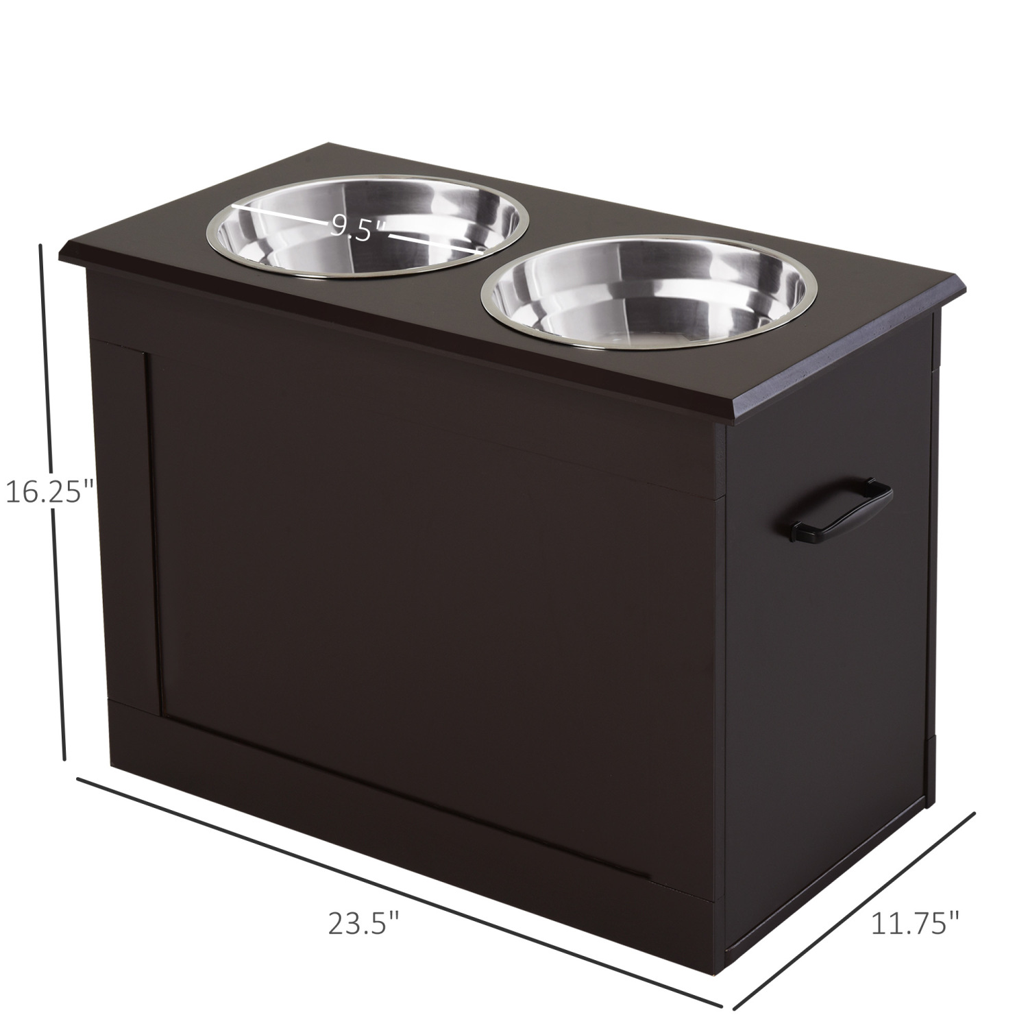 Raised Pet Feeding Station with Storage for Large Dogs & Pets, Dark Brown