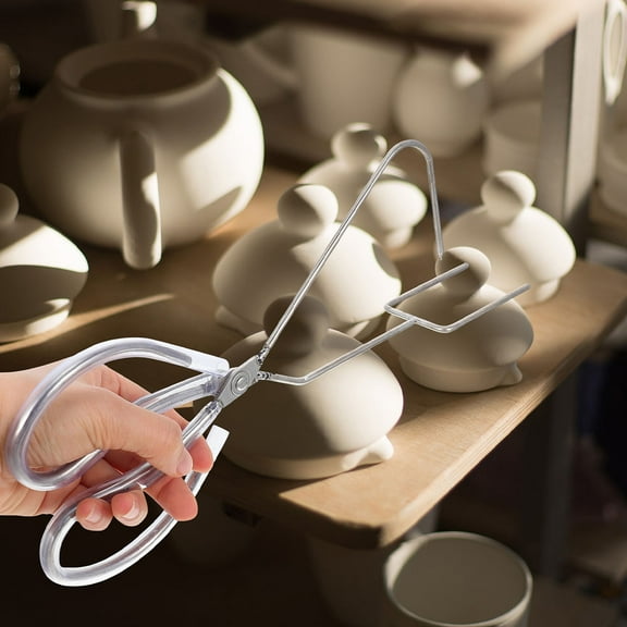 WHAMVOX Sturdy Stainless Steel Glazing Tongs for Pottery Dipping and DIY Use Silver MultiFunctional Tool