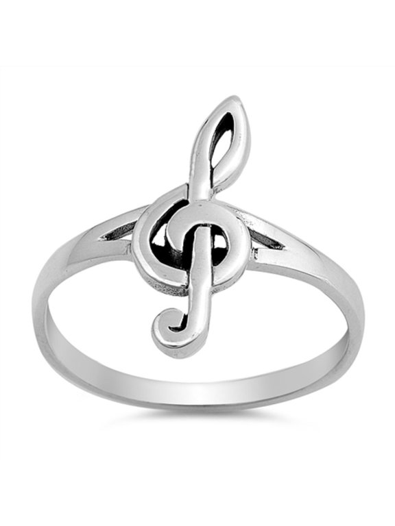 Oxidized Sterling Silver Music Note Ring