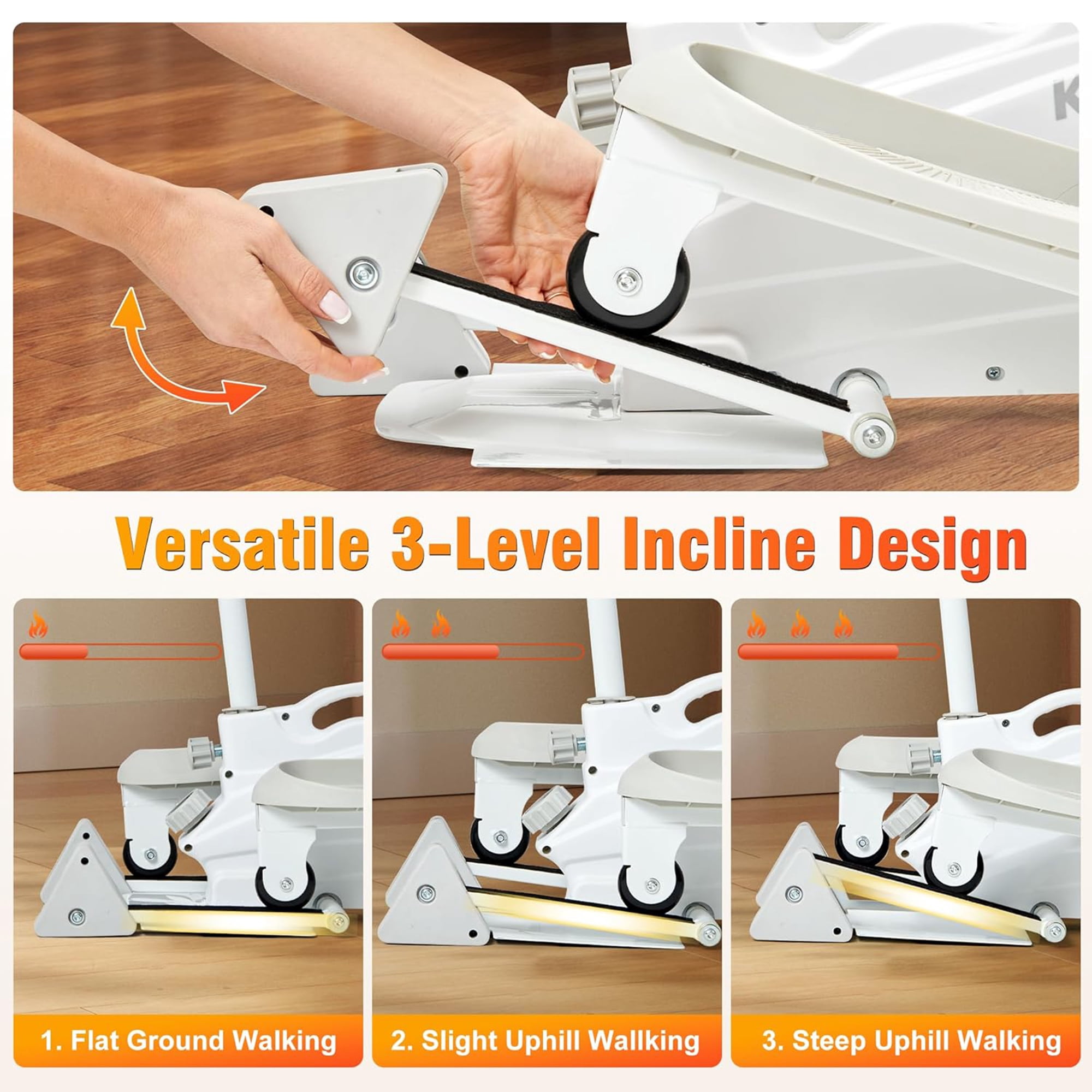 Ksports Mini Elliptical Machine with Seat, 3-Level Incline, & LED Display