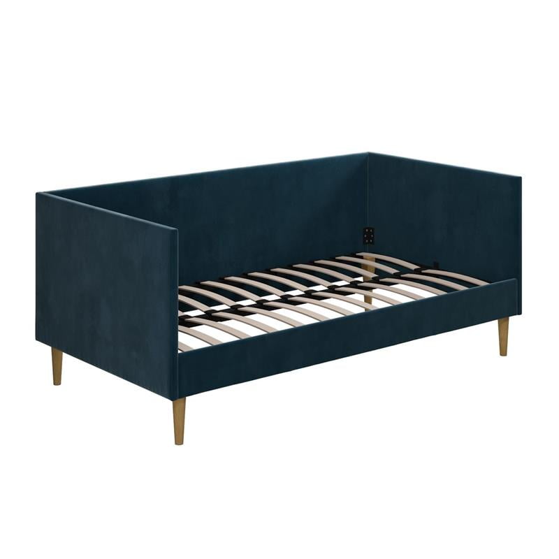 DHP Franklin Mid Century Upholstered Daybed Twin Size in Blue Velvet