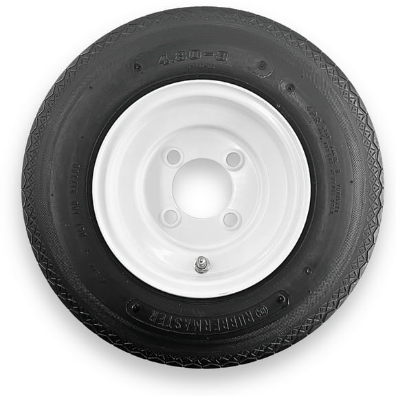RubberMaster 4.80-8 4 Ply Highway Rib Tire and 4 on 4 Stamped