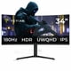 thumbnail image 1 of Monitor gamer Yeyian YMC-IP434-P2 Curvo 34” UWQHD (3440*1440), panel IPS, 21:9, 1Ms, 180Hz, FreeSync, Hdmi/Displayport, Led RGB,, 1 of 7