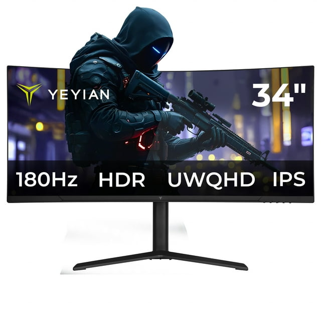 Monitor gamer Yeyian YMC-IP434-P2 Curvo 34” UWQHD (3440*1440), panel IPS, 21:9, 1Ms, 180Hz, FreeSync, Hdmi/Displayport, Led RGB,