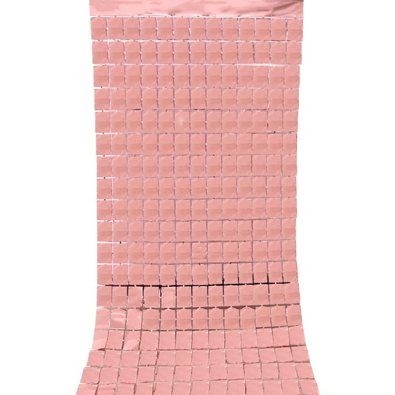 Nvzi -b 5 Pack 39.37*78.74in Squares Foil Backdrop Curtains, Tinsel Streamers Birthday Party Decorati，ons, Fringe Backdrop for Graduation, Baby Shower, Gender Reveal, Disco Party，Rose gold